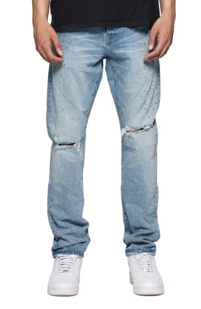 Purple Brand Holloway Rhinestone Ripped Knee Skinny Jeans In Light Indigo