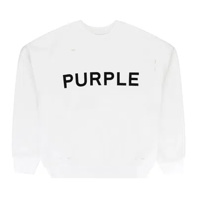 Pre-owned Purple Brand Hwt Fleece Crewneck Sweatshirt 'white' | Men's Size Xl