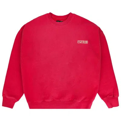Pre-owned Purple Brand Hwt Fleece Plate Crewneck Sweatshirt 'red' | Men's Size Xs