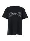 Purple Brand Black Crewneck T-shirt With Logo Print On The Front In Cotton Man
