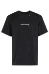 Purple Brand Black Crewneck T-shirt With Logo Lettering On The Front In Cotton Man In Black