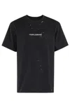 Purple Brand Black Crewneck T-shirt With Logo Lettering On The Front In Cotton Man In Black