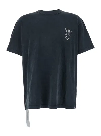PURPLE BRAND BLACK CREWNECK T-SHIRT WITH EMBROIDERED LOGO ON THE FRONT IN COTTON MAN