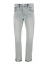Purple Brand Light Blue Jeans With Belt Loops And Logo Patch On The Rear In Blue