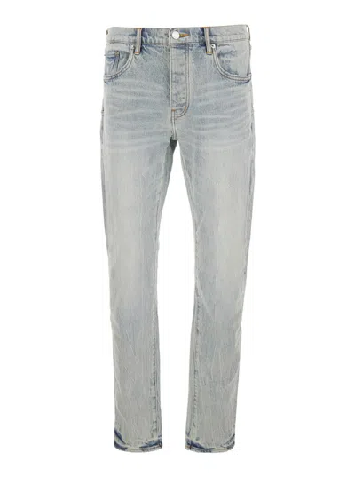 PURPLE BRAND LIGHT BLUE JEANS WITH BELT LOOPS AND LOGO PATCH ON THE REAR IN DENIM MAN