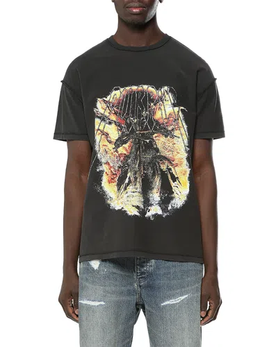 Purple Brand Inside Out Biker Graphic Logo T-shirt In Black