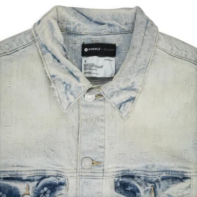 Purple Brand Jacquard Monogram Trucker Indigo Denim Jackets In Blue