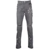 Purple Brand Distressed Paint-splatter Slim Fit Jeans In Multicolor