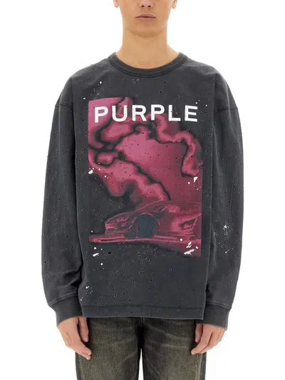 Purple Brand Jersey Sweatshirt In Black