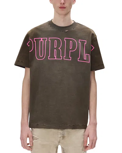 Purple Brand Logo-print Distressed T-shirt In Brown