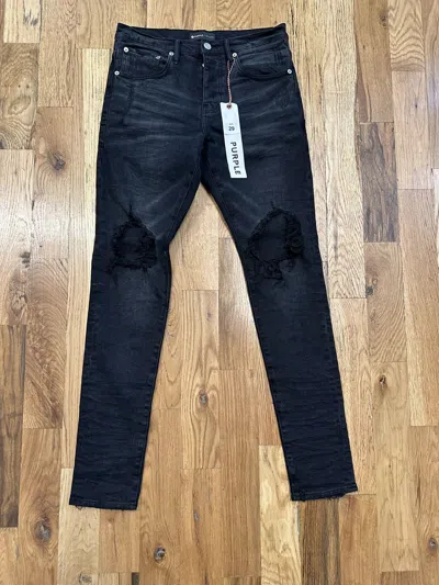 Pre-owned Purple Brand Knee Hole Black Denim Jeans Size 29