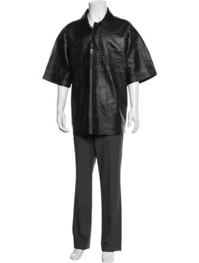 Pre-owned Purple Brand Lamb Leather Short Sleeve Shirt In Black