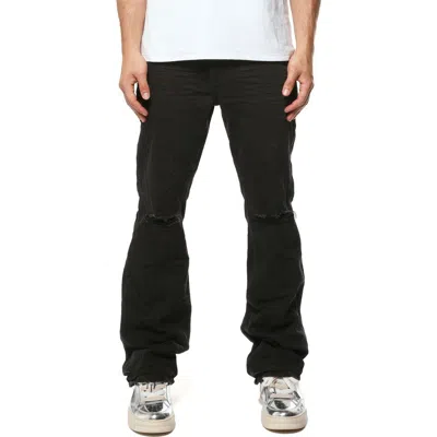 Purple Brand Lancer Ripped Knee Bootcut Jeans In Black
