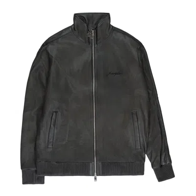 Purple Brand Leather Black Track Jackets
