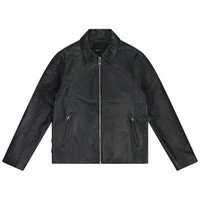 Pre-owned Purple Brand Leather Front Zip Jacket 'black' | Men's Size S