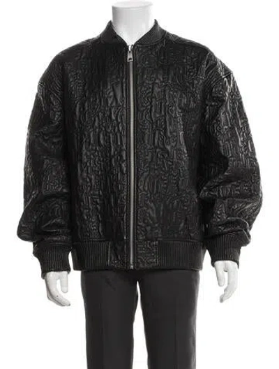 Pre-owned Purple Brand Leather Graphic Print Bomber Jacket In Black