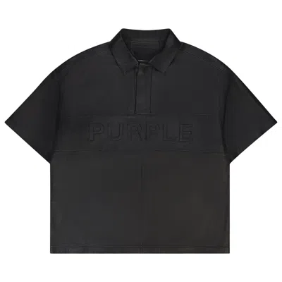 Pre-owned Purple Brand Leather Short-sleeve Polo 'black' | Men's Size M