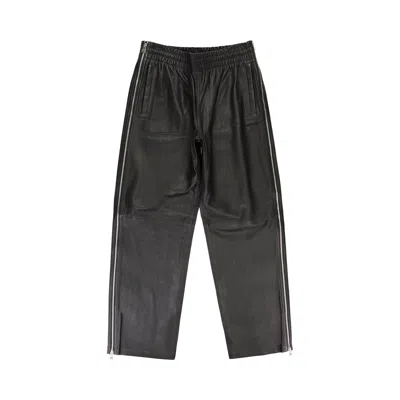 Pre-owned Purple Brand Leather Side Zip Track Pants 'black' | Men's Size L