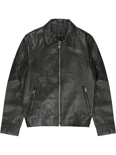 Purple Brand Leather Zip-front "black" Jacket