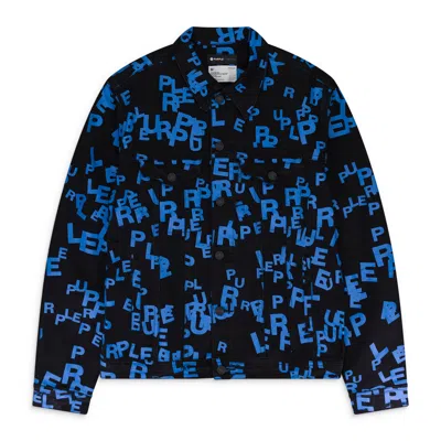 Purple Brand Letters Screen Print Trucker Black/blue Denim Jackets