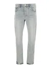 Purple Brand Light Blue Jeans With Belt Loops And Logo Patch On The Rear In Blue