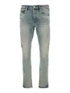 Purple Brand Light Blue Jeans With Belt Loops And Logo Patch On The Rear In Denim Mam In Blue