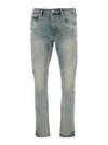 Purple Brand Light Blue Jeans With Belt Loops And Logo Patch On The Rear In Light Blue