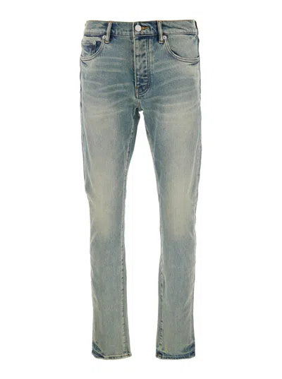PURPLE BRAND LIGHT BLUE JEANS WITH BELT LOOPS AND LOGO PATCH ON THE REAR IN DENIM MAM