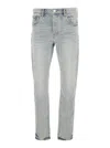 Purple Brand Light Blue Jeans With Belt Loops And Logo Patch On The Rear In Light Blue