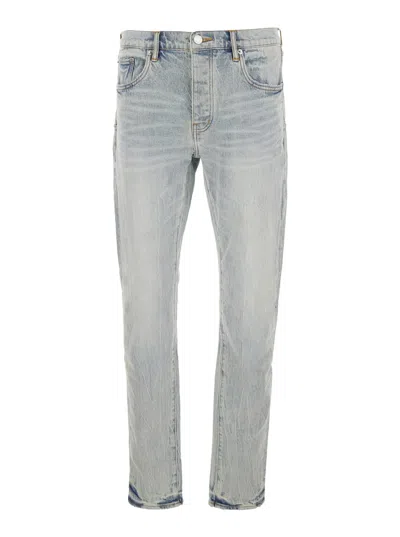 PURPLE BRAND LIGHT BLUE JEANS WITH BELT LOOPS AND LOGO PATCH ON THE REAR IN DENIM MAN