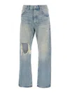 Purple Brand Light Blue Jeans With Logo Patch On The Rear And Maxi Ripping On The Front