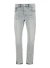 Purple Brand Light Blue Jeans With Belt Loops And Logo Patch On The Rear In Light Blue