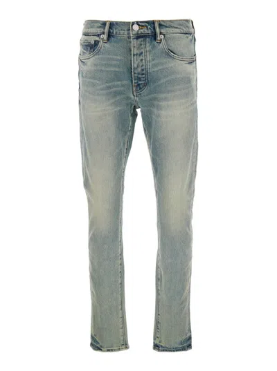 Purple Brand Light Blue Jeans With Belt Loops And Logo Patch On The Rear In Denim Mam