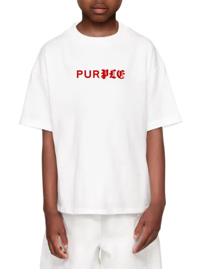 Purple Brand Little Boy's & Boy's Logo Crewneck T-shirt In White
