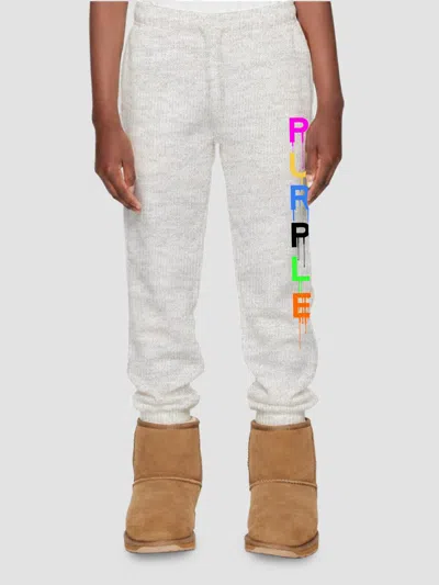 Purple Brand Little Boy's & Boy's Logo Fleece Jogger Sweatpants In White