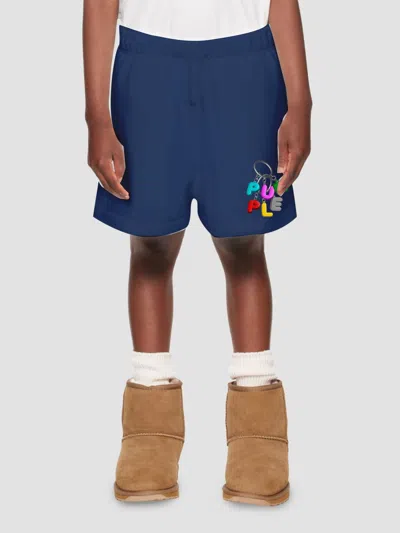 Purple Brand Kids' Little Boy's & Boy's Logo Fleece Raw-edge Shorts In Blue