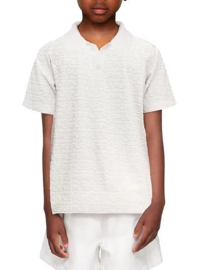 Purple Brand Little Boy's & Boy's Logo Textured Jacquard Polo Shirt In White