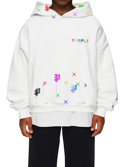 Purple Brand Little Boy's & Boy's Oversized Monogram Hoodie In White