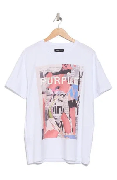 Purple Brand Logo Art Graphic T-shirt In White