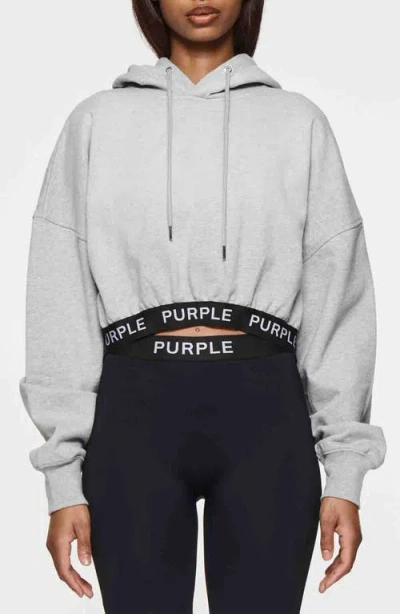 Purple Brand Logo Band Oversize Crop Hoodie In Grey