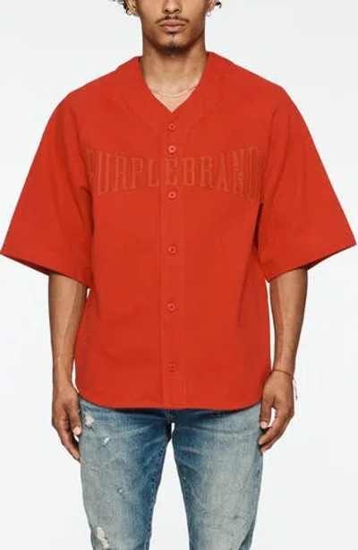 Purple Brand Logo Cotton Baseball Shirt In Red