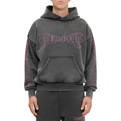 Purple Brand Logo Cotton Graphic Hoodie In Black