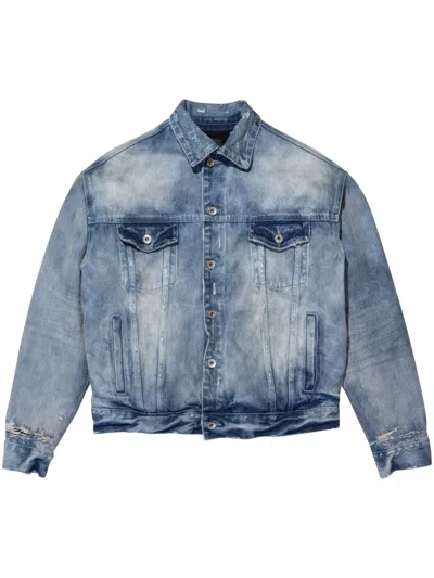 Purple Brand Logo-embossed Denim Jacket In Blue