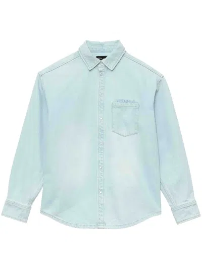 Purple Brand Logo-embossed Denim Shirt In Blue