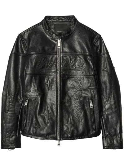 Purple Brand Logo-embroidered Jacket In Black