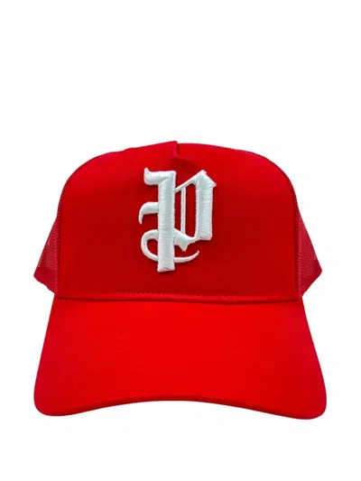 Purple Brand Logo-embroidered Trucker Cap In Red