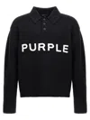 Purple Brand Wool Sweater With Frontal Logo Embroidery In Black