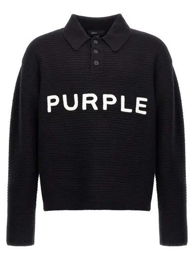 PURPLE BRAND LOGO EMBROIDERY SWEATER
