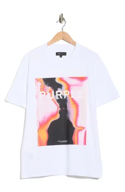 Purple Brand Logo Graphic T-shirt In White