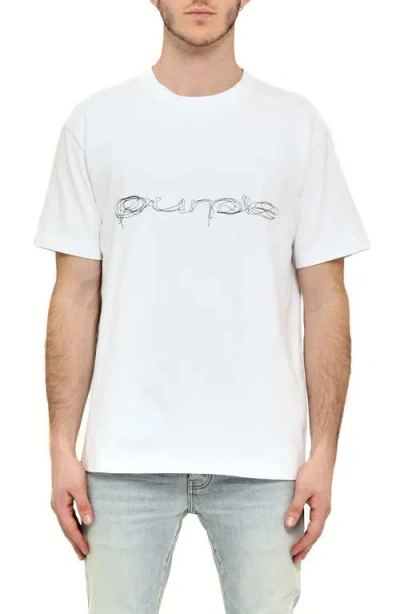 Purple Brand Logo Graphic T-shirt In White